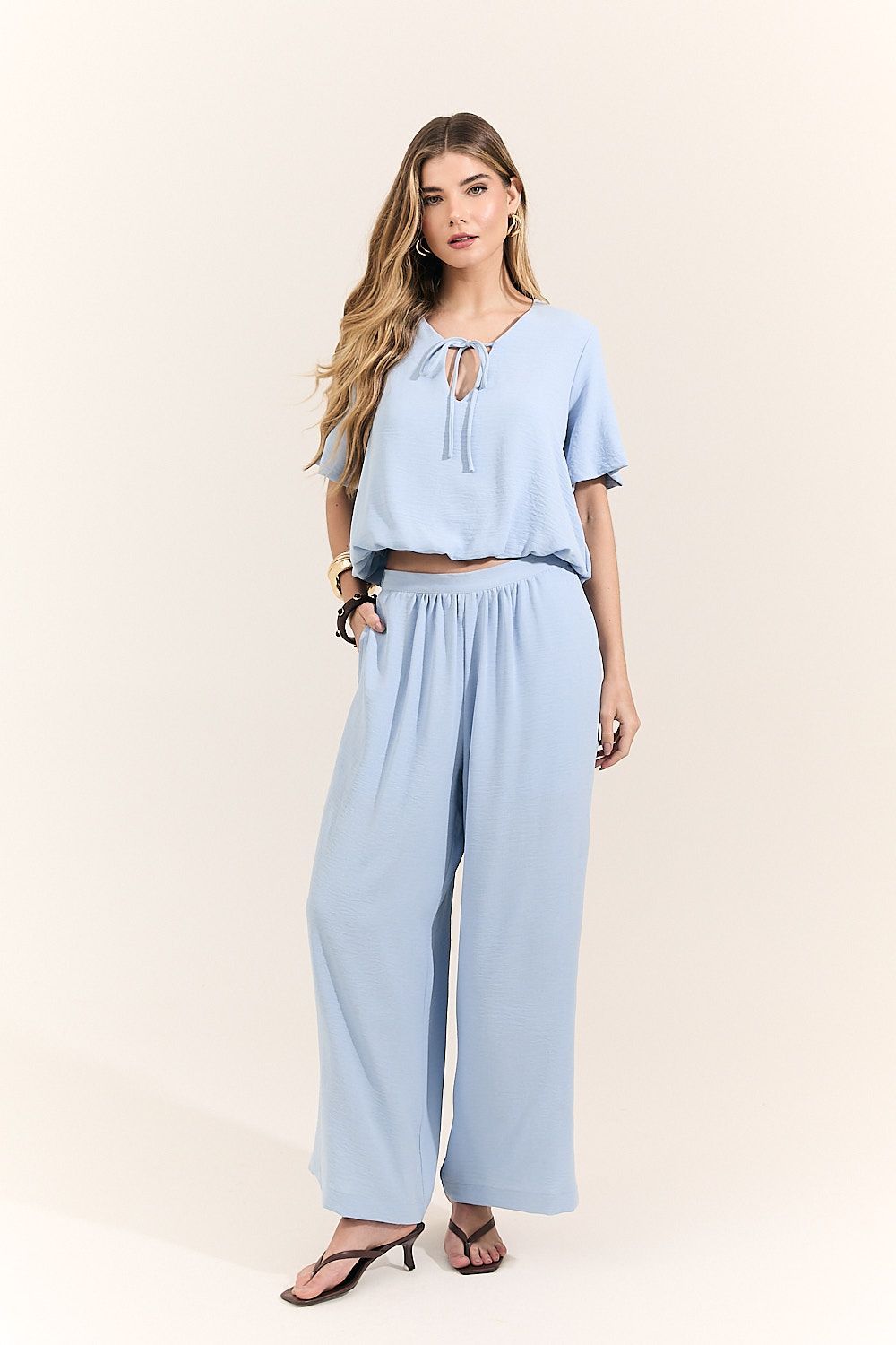 Calça Pantalona Feminina Cós Elástico Adela