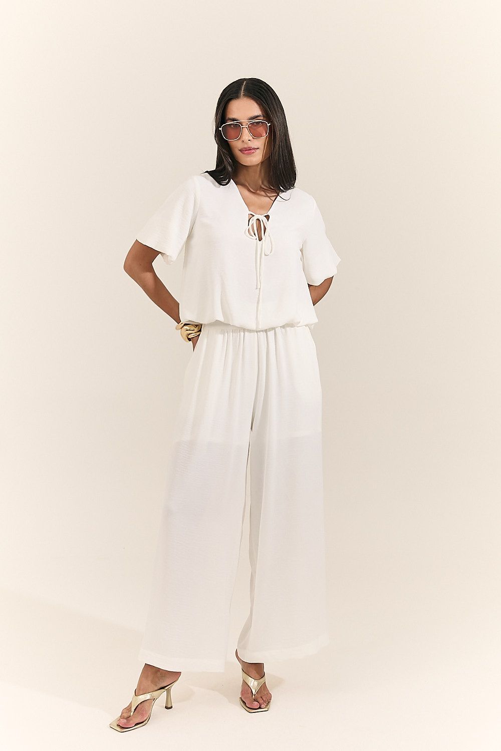 Calça Pantalona Feminina Cós Elástico Adela