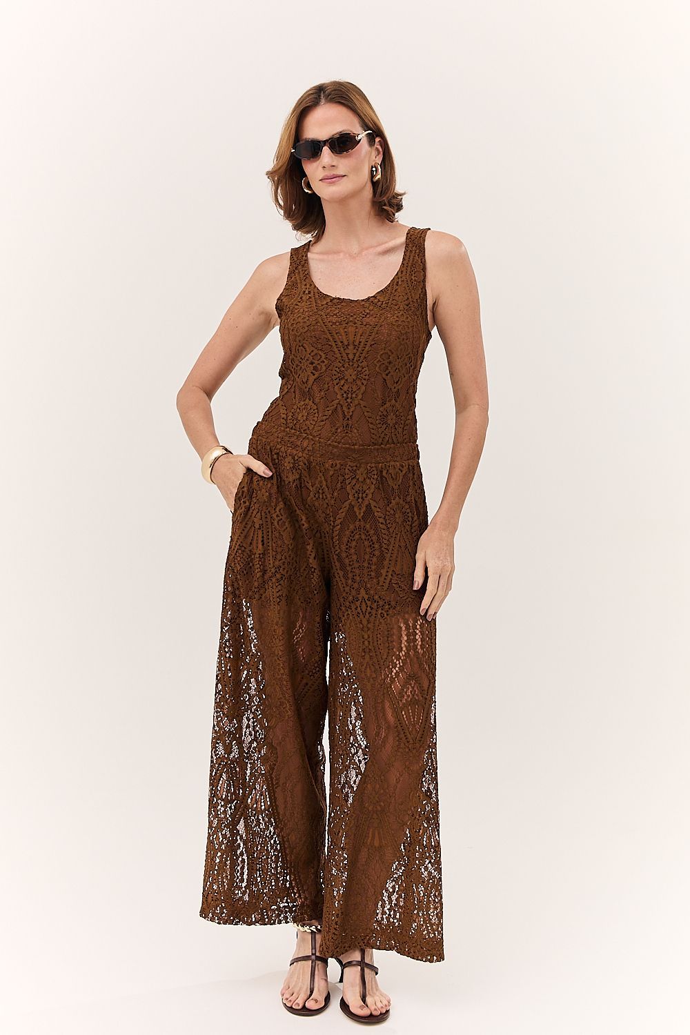Calça Pantalona Feminina em Renda Aysha