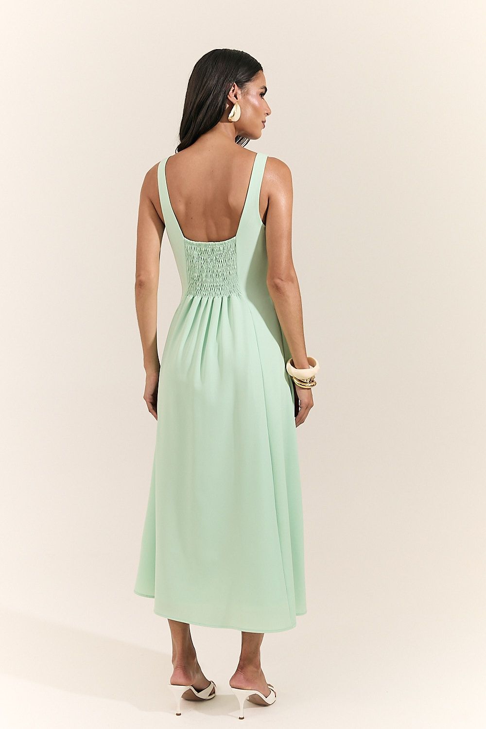 Vestido Midi Alfaiataria com Lastex Tatiana