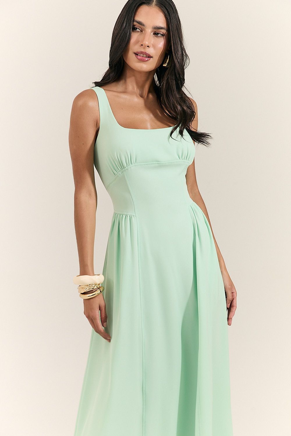 Vestido Midi Alfaiataria com Lastex Tatiana
