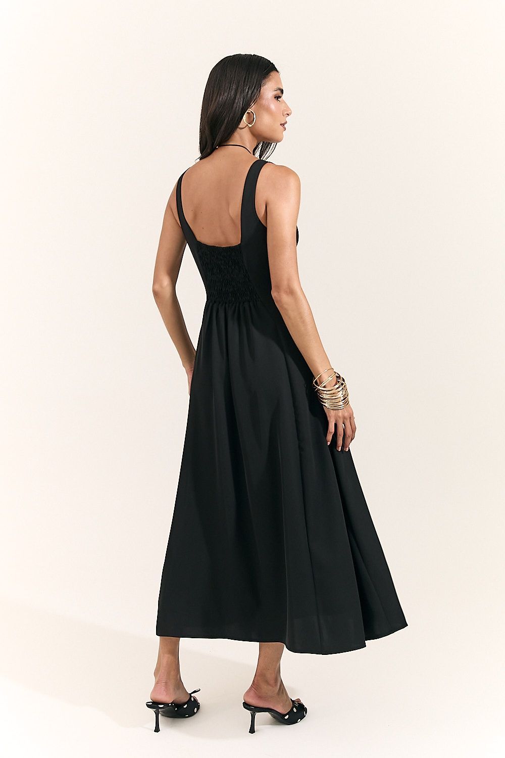 Vestido Midi Alfaiataria com Lastex Tatiana