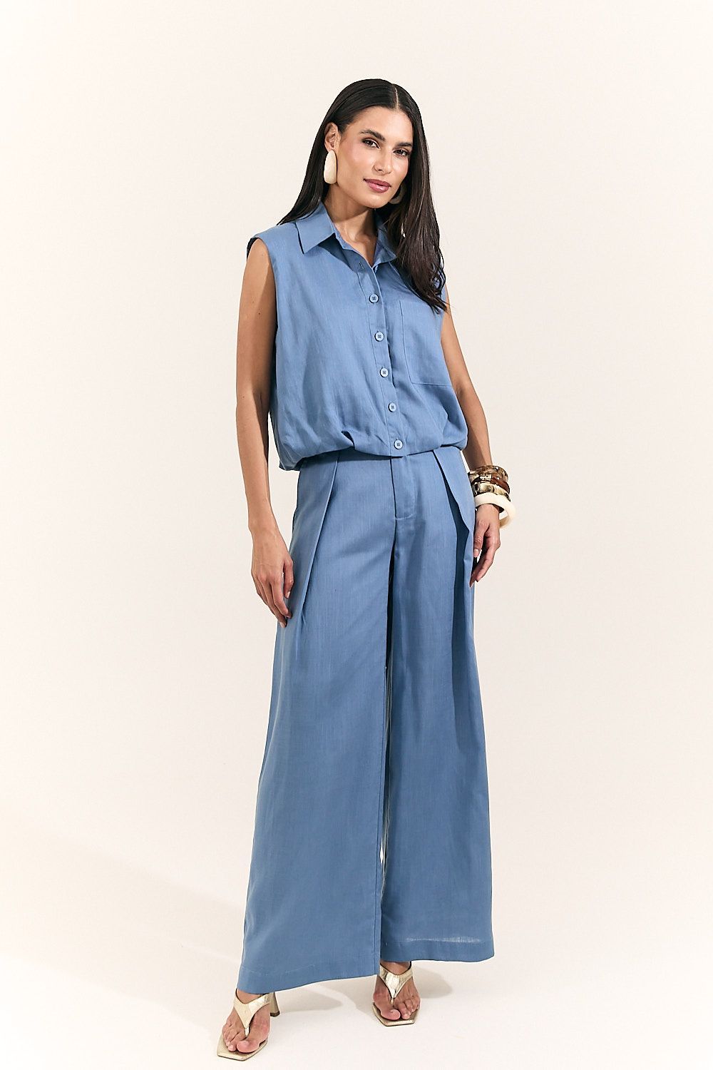 Blusa Colete Balonê Feminina Linho Cindy
