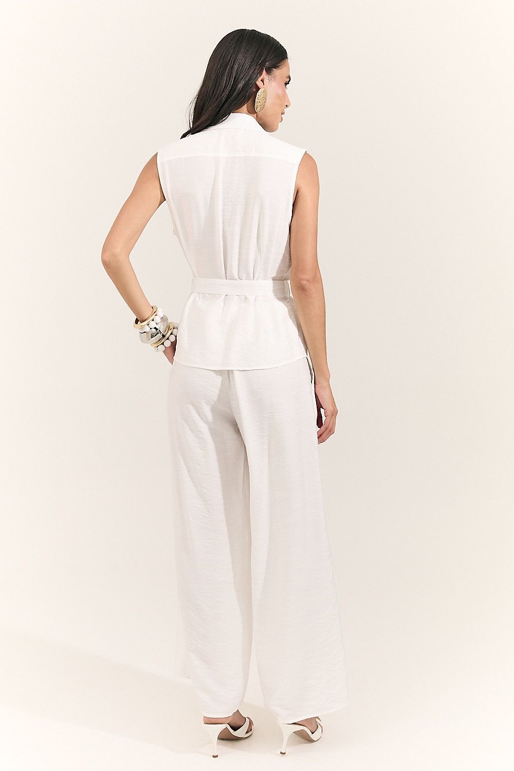Blusa Colete Feminina Alfaiataria com Cinto Beatriz