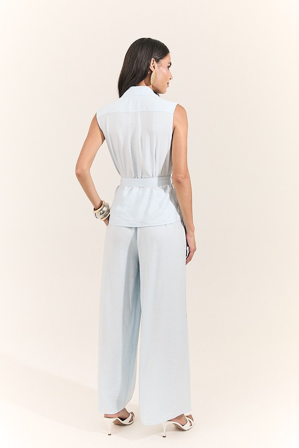 Blusa Colete Feminina Alfaiataria com Cinto Beatriz