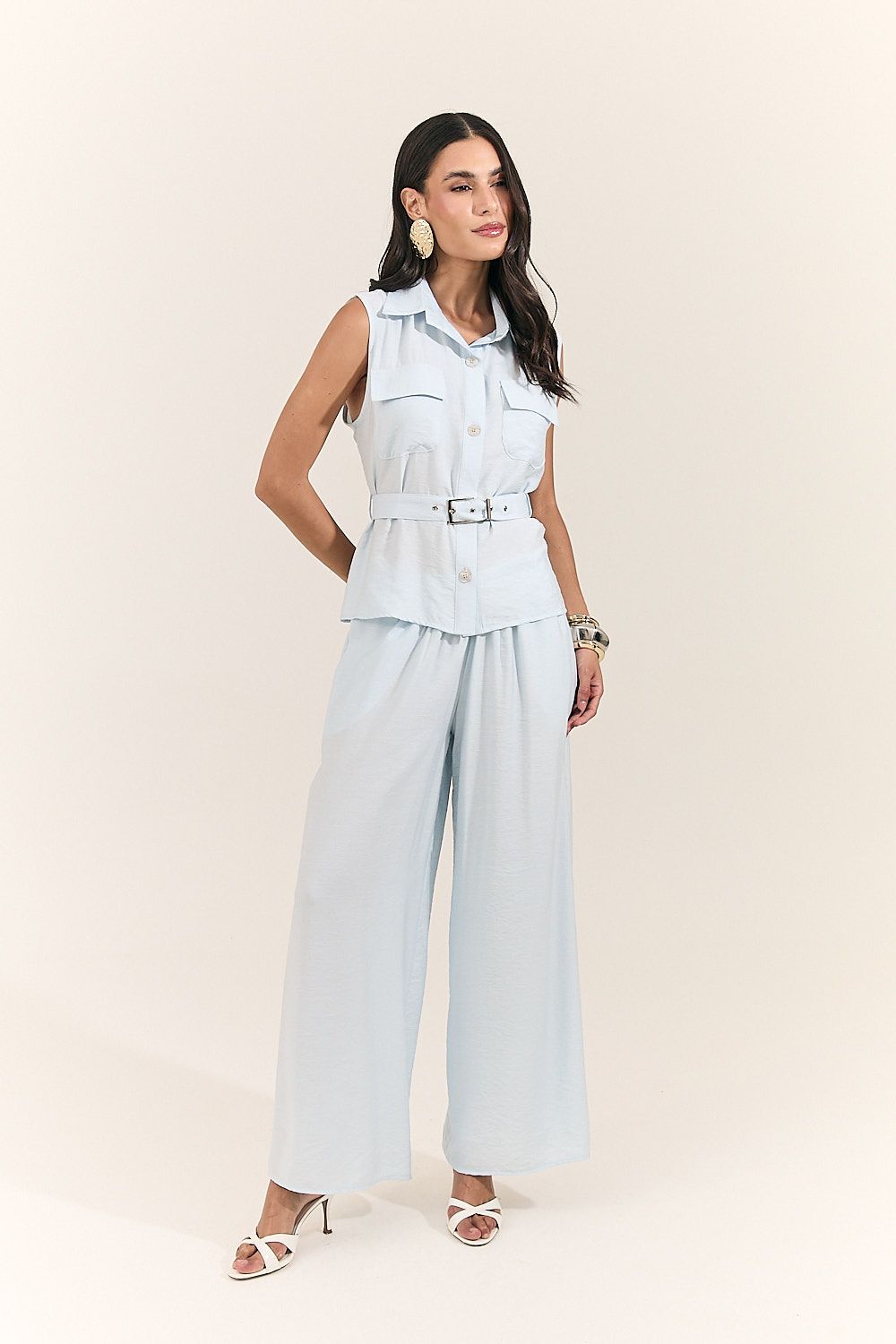 Blusa Colete Feminina Alfaiataria com Cinto Beatriz