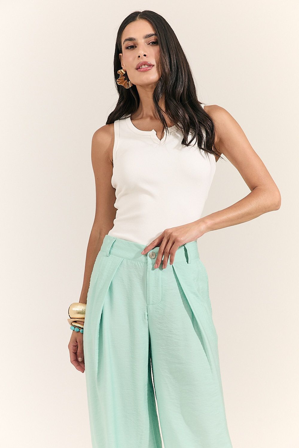 Calça Pantalona Feminina com Prega Beatriz
