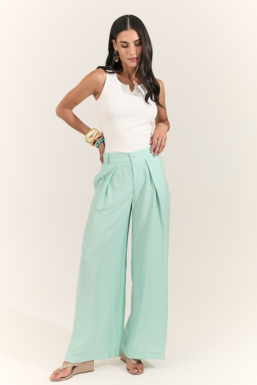 Calça Pantalona Feminina com Prega Beatriz