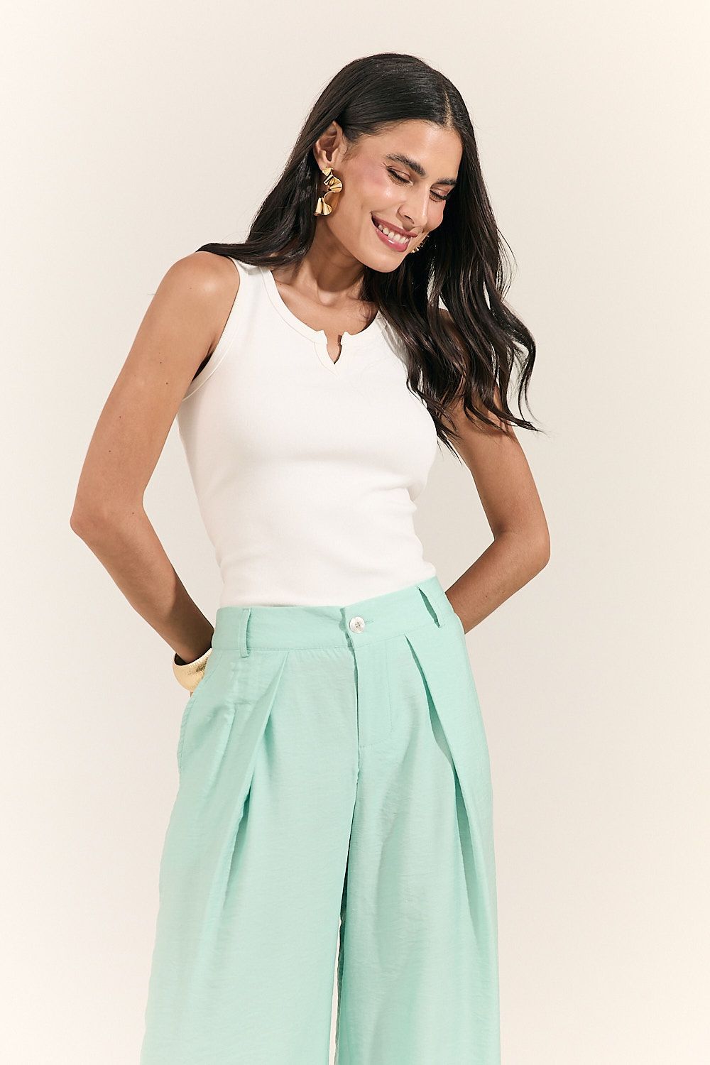 Calça Pantalona Feminina com Prega Beatriz