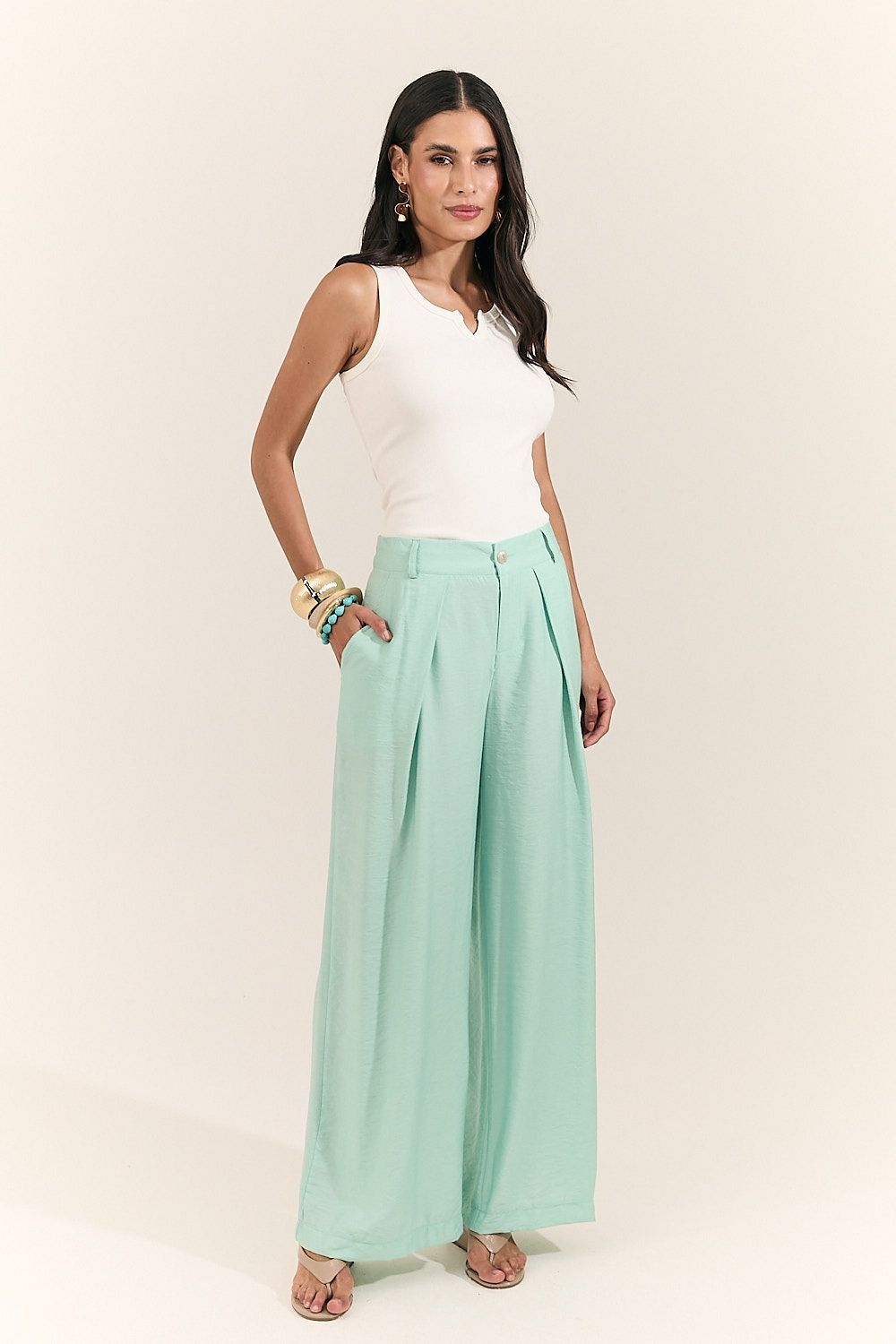 Calça Pantalona Feminina com Prega Beatriz