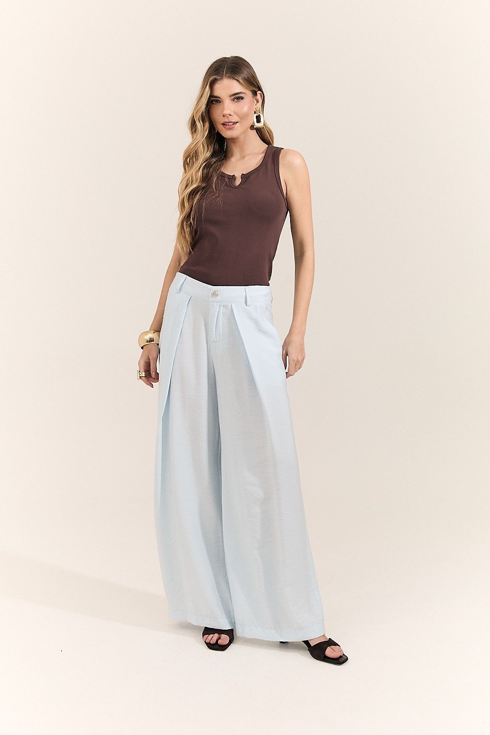 Calça Pantalona Feminina com Prega Beatriz