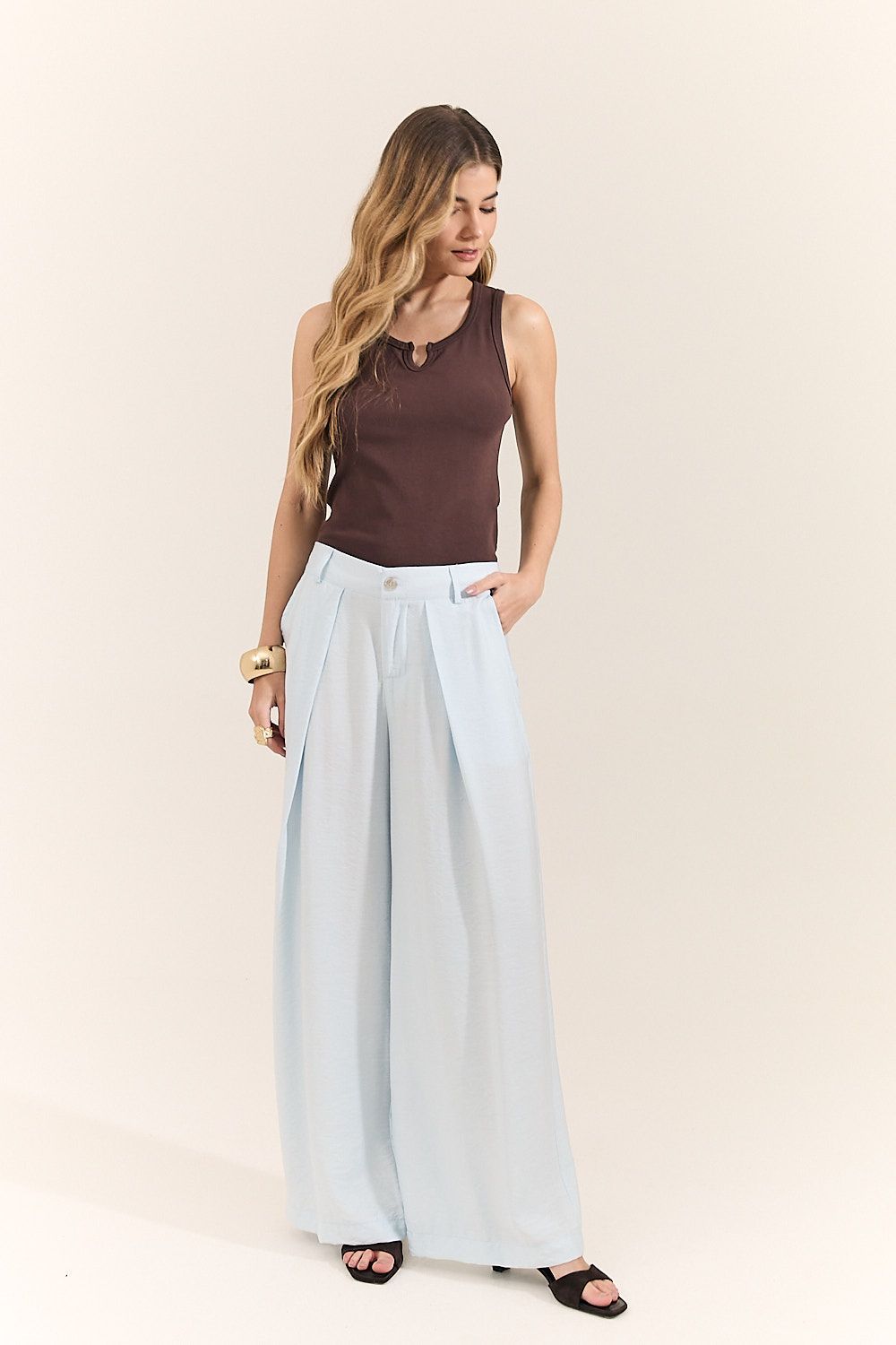 Calça Pantalona Feminina com Prega Beatriz