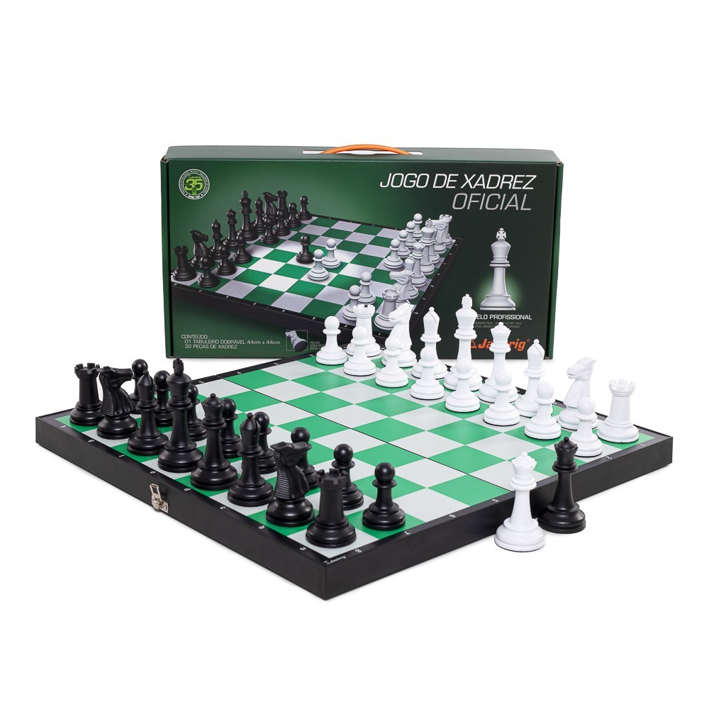 Modelo de tabuleiro de xadrez verde para imprimir com peças