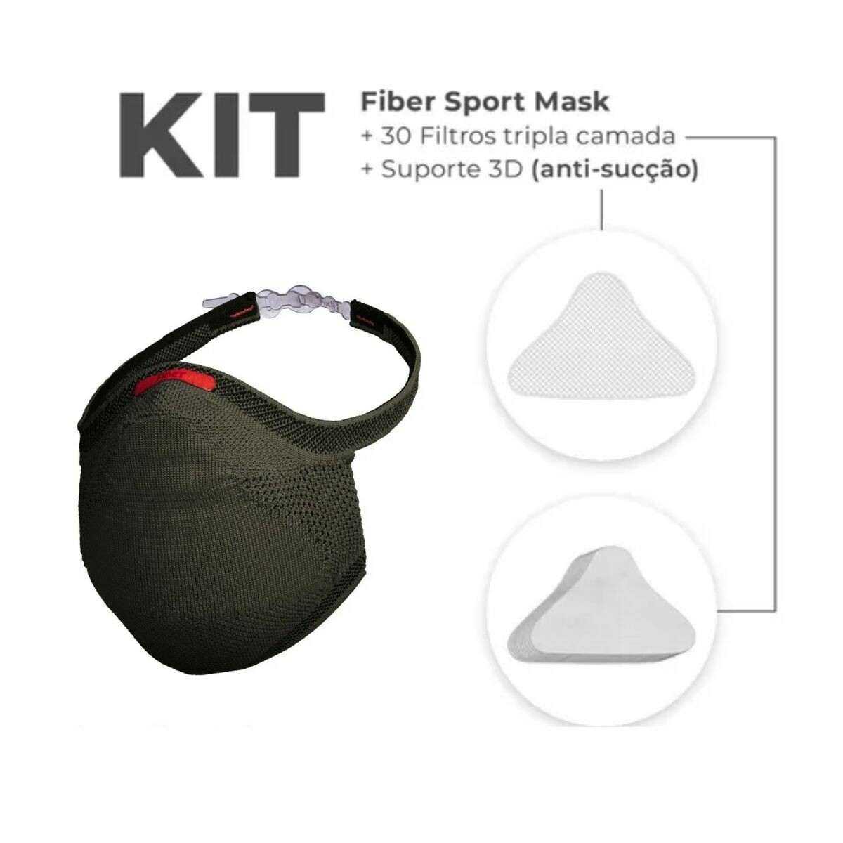 Mascara proteção Fiber Knit Sport Kit Unico