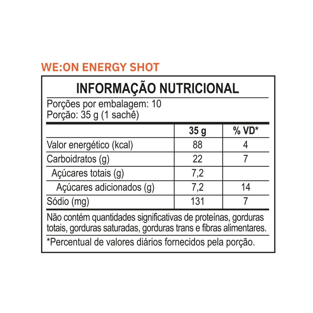 Gel Sachê WE:ON Energy Shot + Vanilla e Orange 