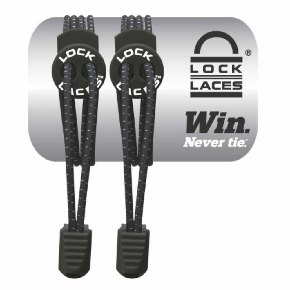 Cadarço Elástico Lock Laces Preto Pack com 2 Unissex