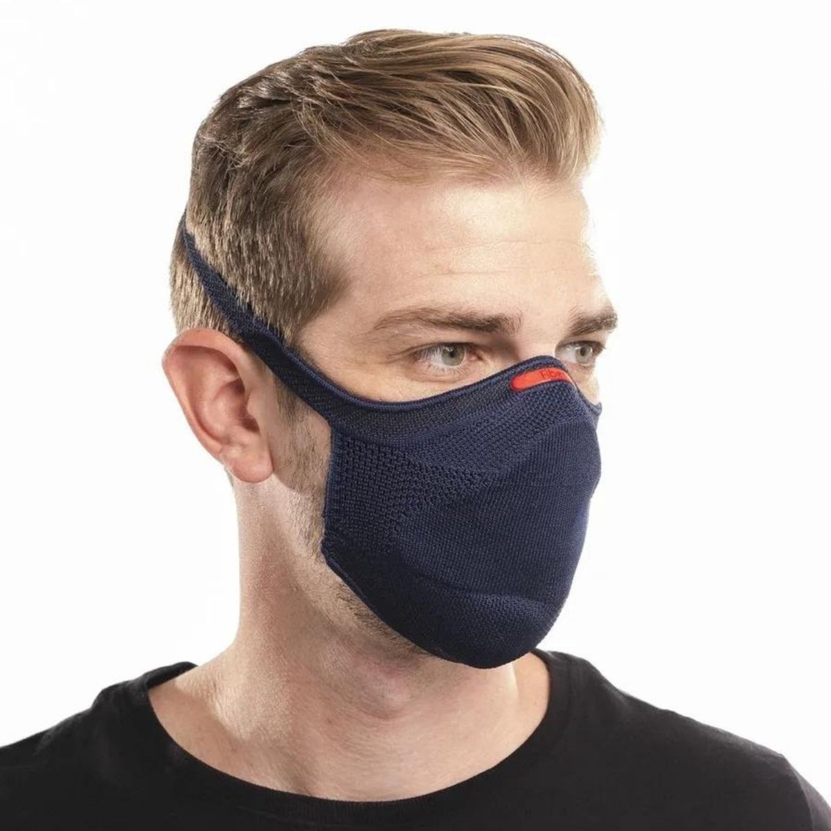 Máscara de proteção esportiva Fiber Knit com filtro descartável Unissex Azul Marinho