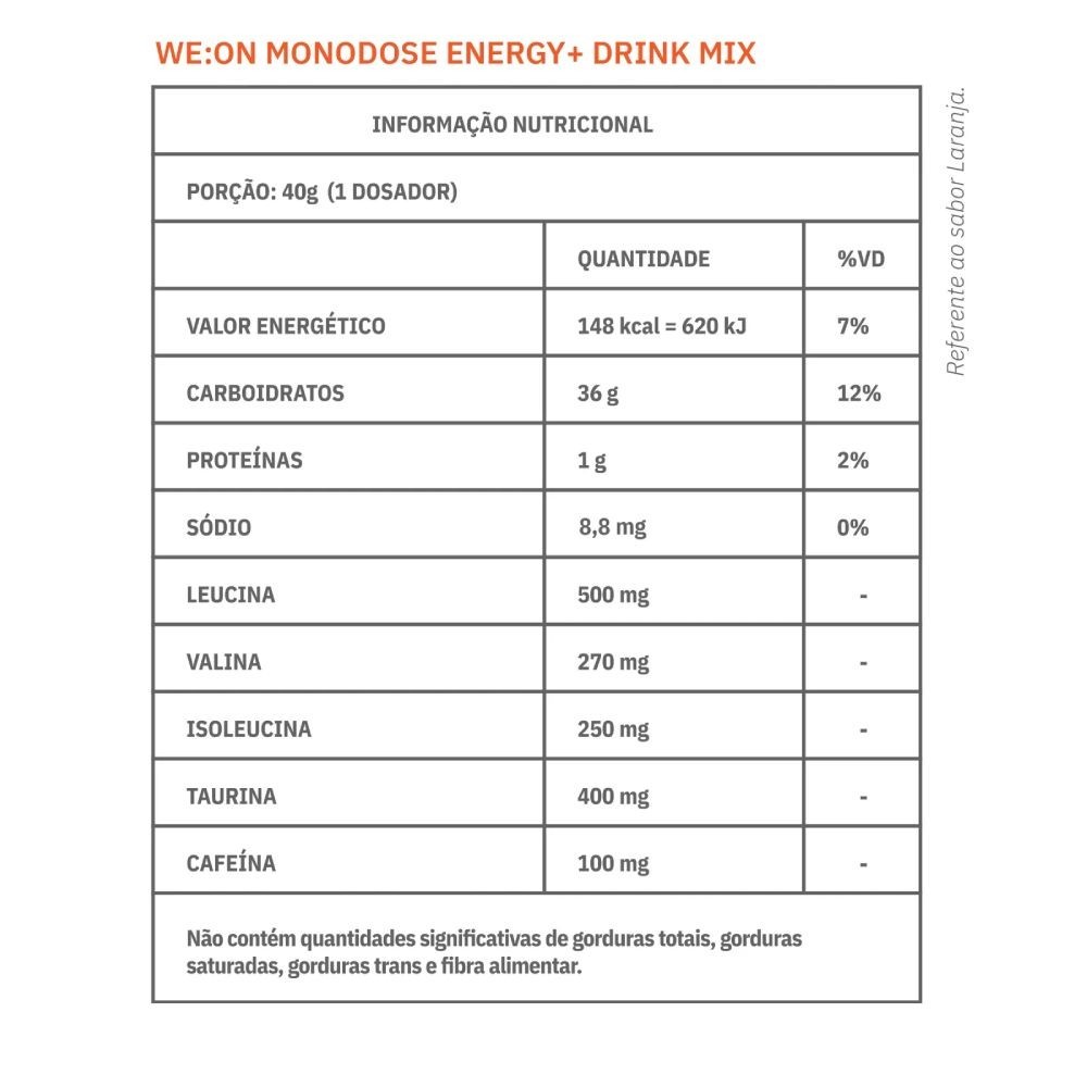 Suplemento Pó WE:ON Energy + Monodose Acerola com Laranja 40g