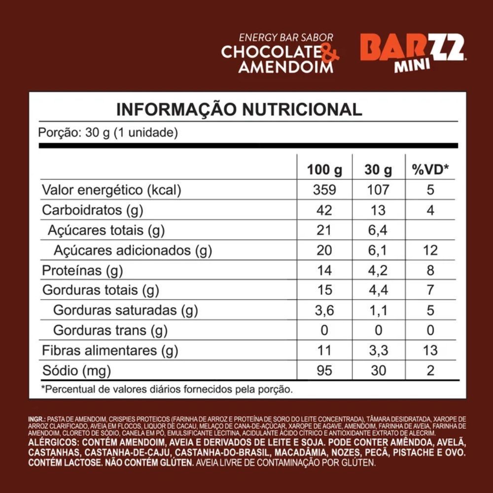 Barra Z2 Barz Mini Energética Chocolate e Amendoim