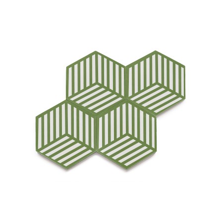Ladrilho Hidráulico Ladrilar + Mauricio Arruda Hexagonal Verde Bandeira e Branco 15x17