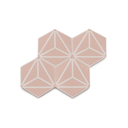 Ladrilho Hidráulico Ladrilar Diamante Rosa Claro e Branco 15x17