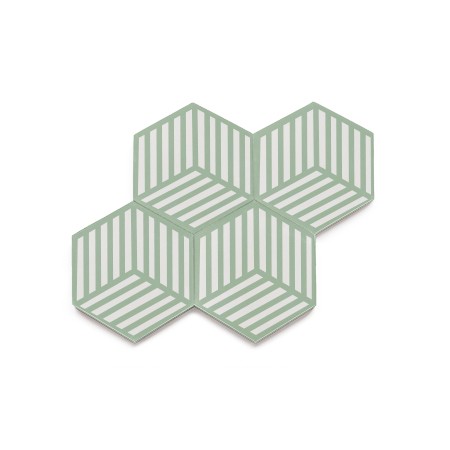 Ladrilho Hidráulico Ladrilar + Mauricio Arruda Hexagonal Verde Claro e Branco 15x17