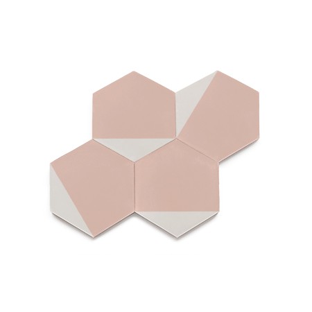 Ladrilho Hidráulico Ladrilar Triângulo Rosa Claro e Branco 15x17