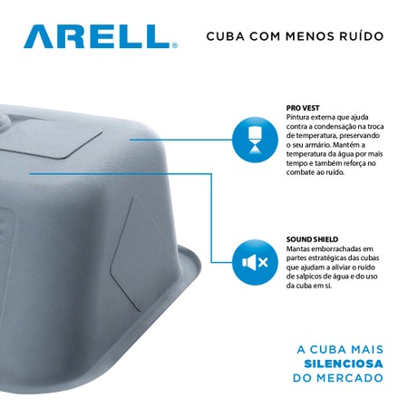 Cuba Tanque Arell C100 Inox Alto Brilho 55x45x23