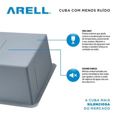 Cuba Arell S105-P Inox Escovado 76x46x23
