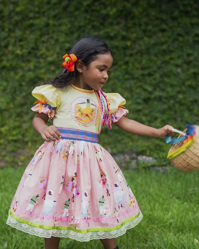 Vestido Infantil Junino Estampa Exclusiva Daducha