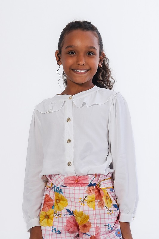 Blusa Manga Longa Infantil Menina Branca