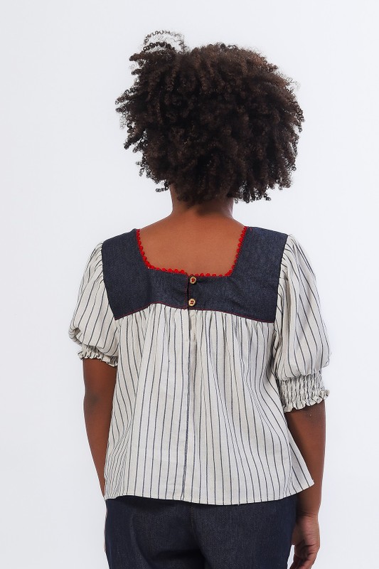 Blusa Infantil Menina Estampa Risca de Giz