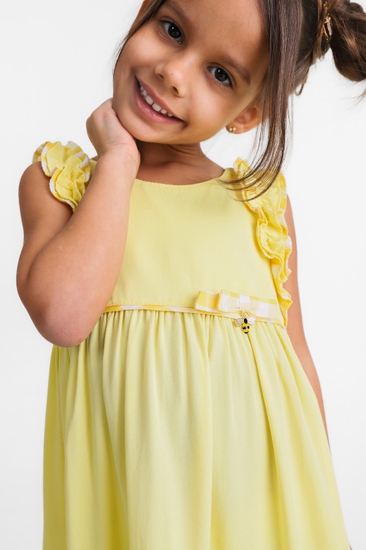 Vestido Infantil Amarelo Abelhinha