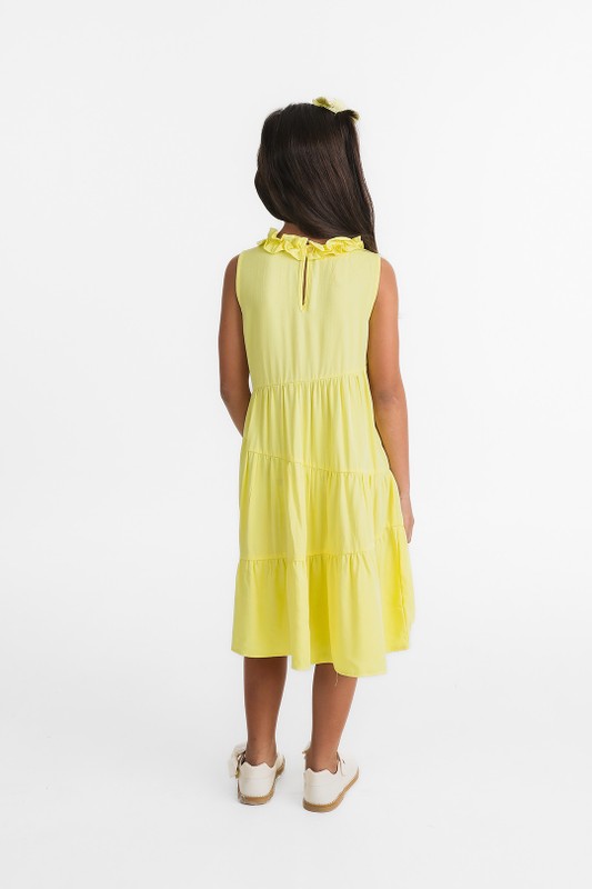 Vestido Infantil Amarelo Assimétrico 