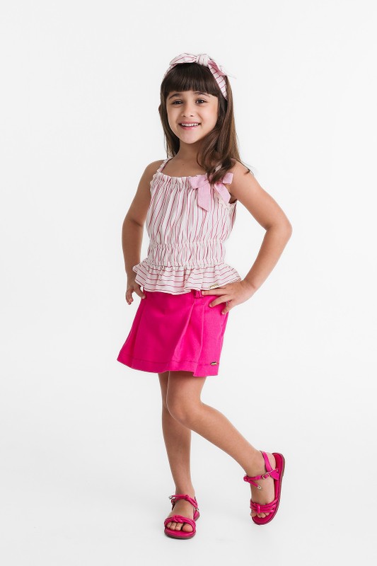 Bata Infantil Menina Estampa Risca De Giz Rosa