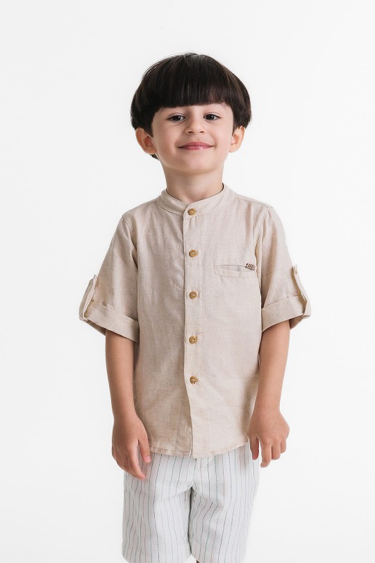 Camisa Infantil Menino Viscolinho Cru 