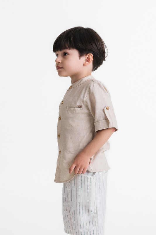 Camisa Infantil Menino Viscolinho Cru 