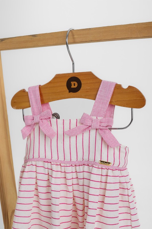 Vestido Bebê Risca de Giz Rosa