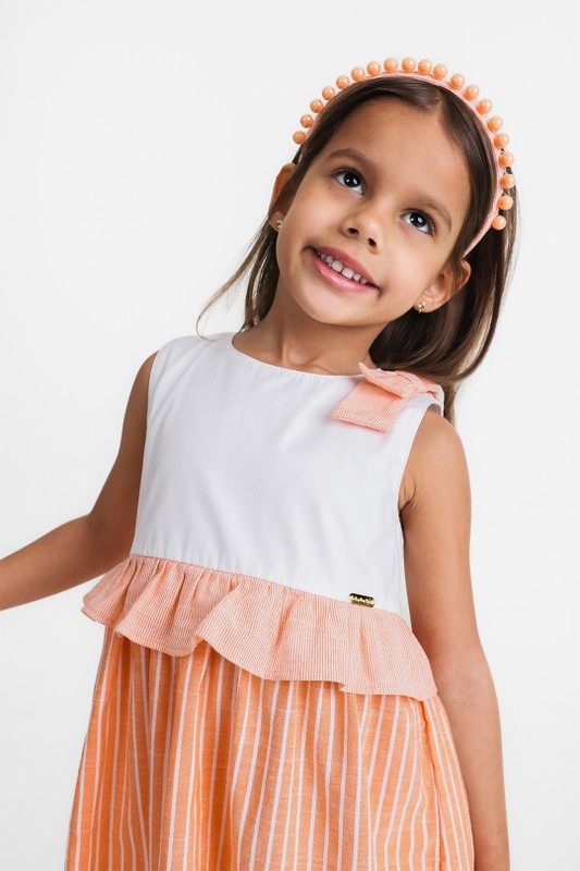 Vestido Infantil Listrado Laranjinha