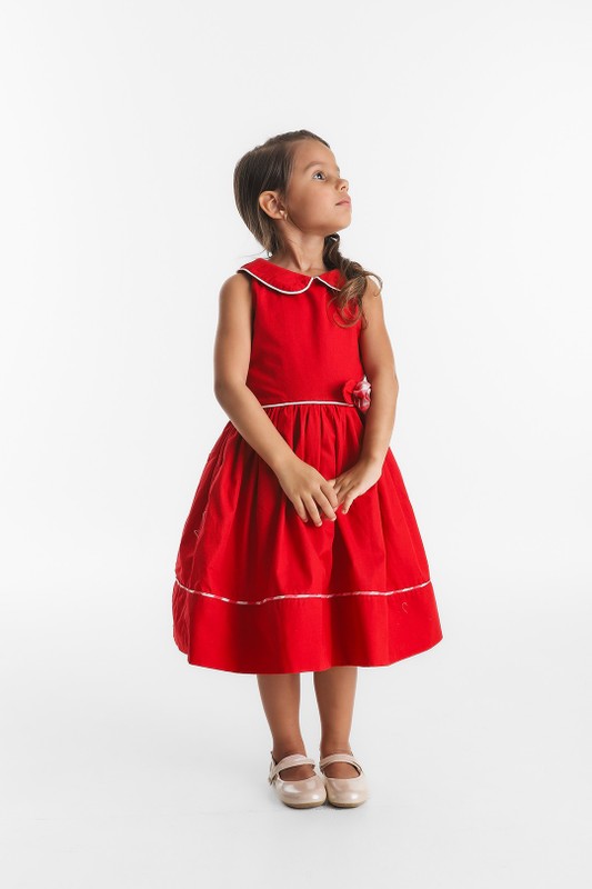  Vestido Infantil Estruturado Vermelho  