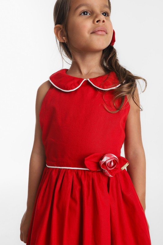  Vestido Infantil Estruturado Vermelho  