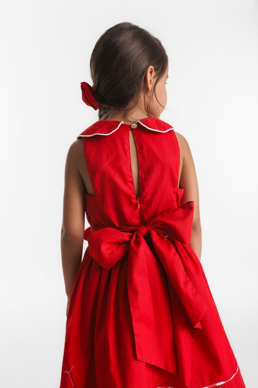  Vestido Infantil Estruturado Vermelho  