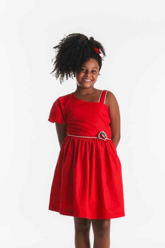 Vestido Infantil Vermelho Assimétrico 