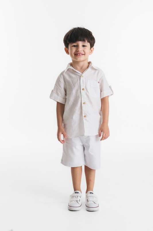 Camisa Infantil Menino Viscolinho Branca