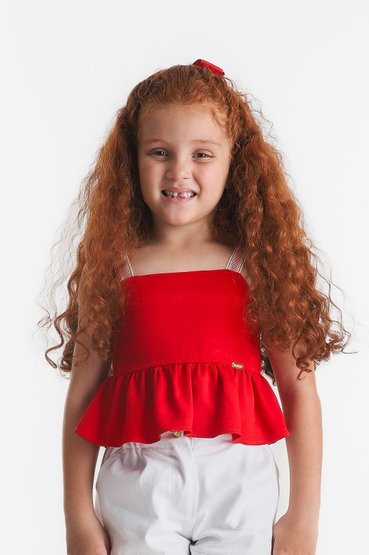 Bata Infantil Menina vermelha Peplum