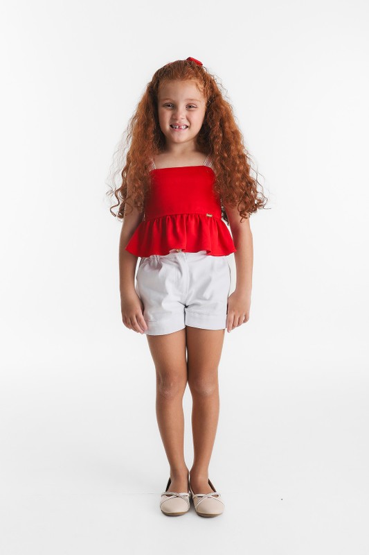 Bata Infantil Menina vermelha Peplum