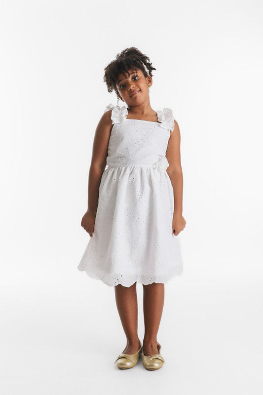 Vestido Infantil Laise Branco FruFru