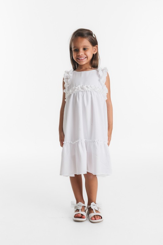 Vestido Infantil Branco Frufru