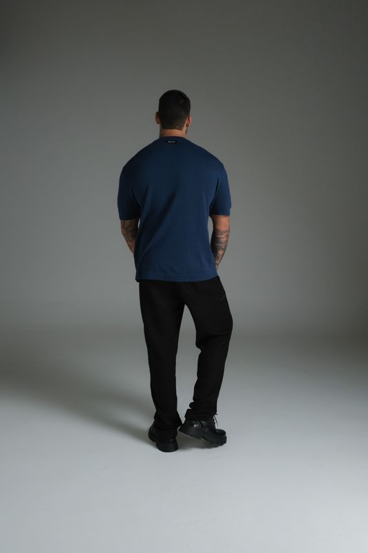 camiseta tricot marinho