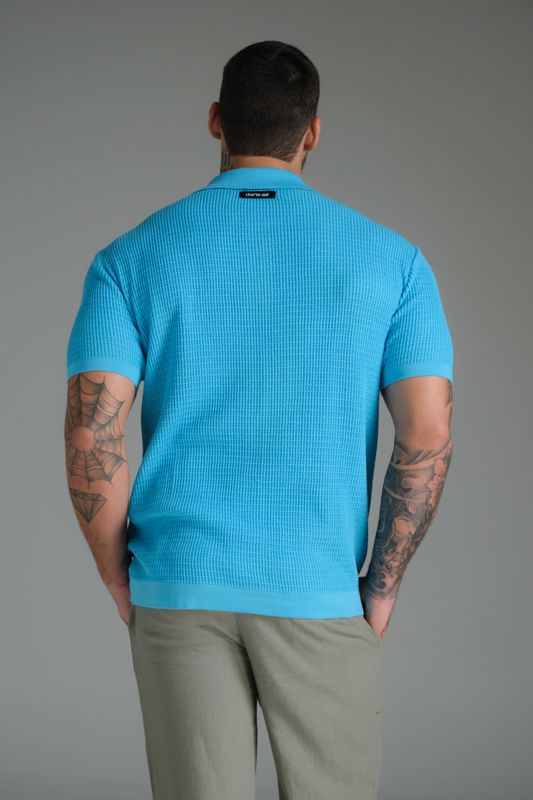polo tricot azul bebê